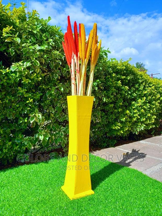 Decorative Flowers and Wooden Vases