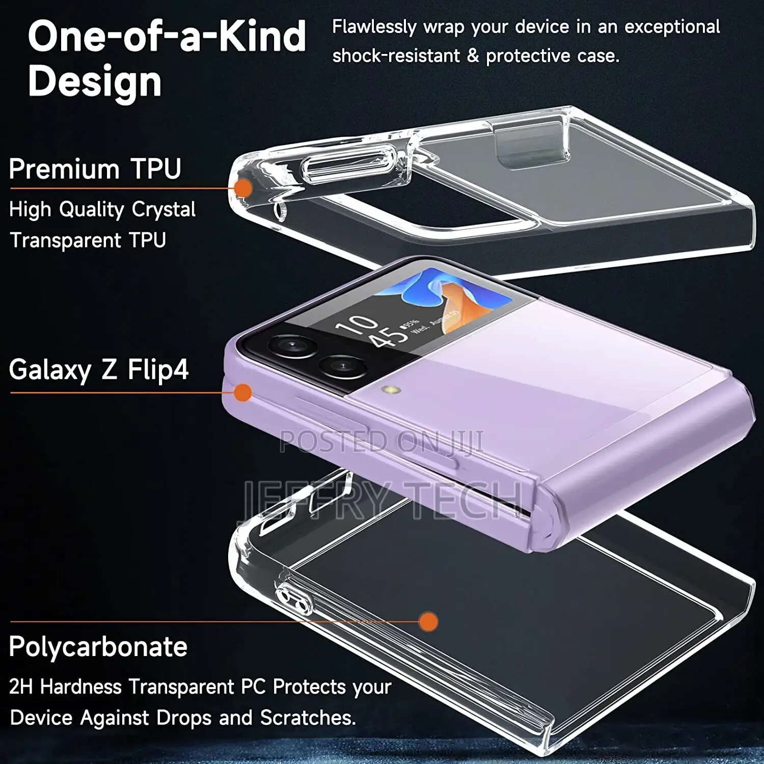 Samsung Galaxy Z Flip 4 Case Clear Slim Shockproof Hard Cov