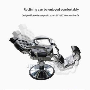Reclining Professional Silver Coated Barber Chairs - thumbnail 2