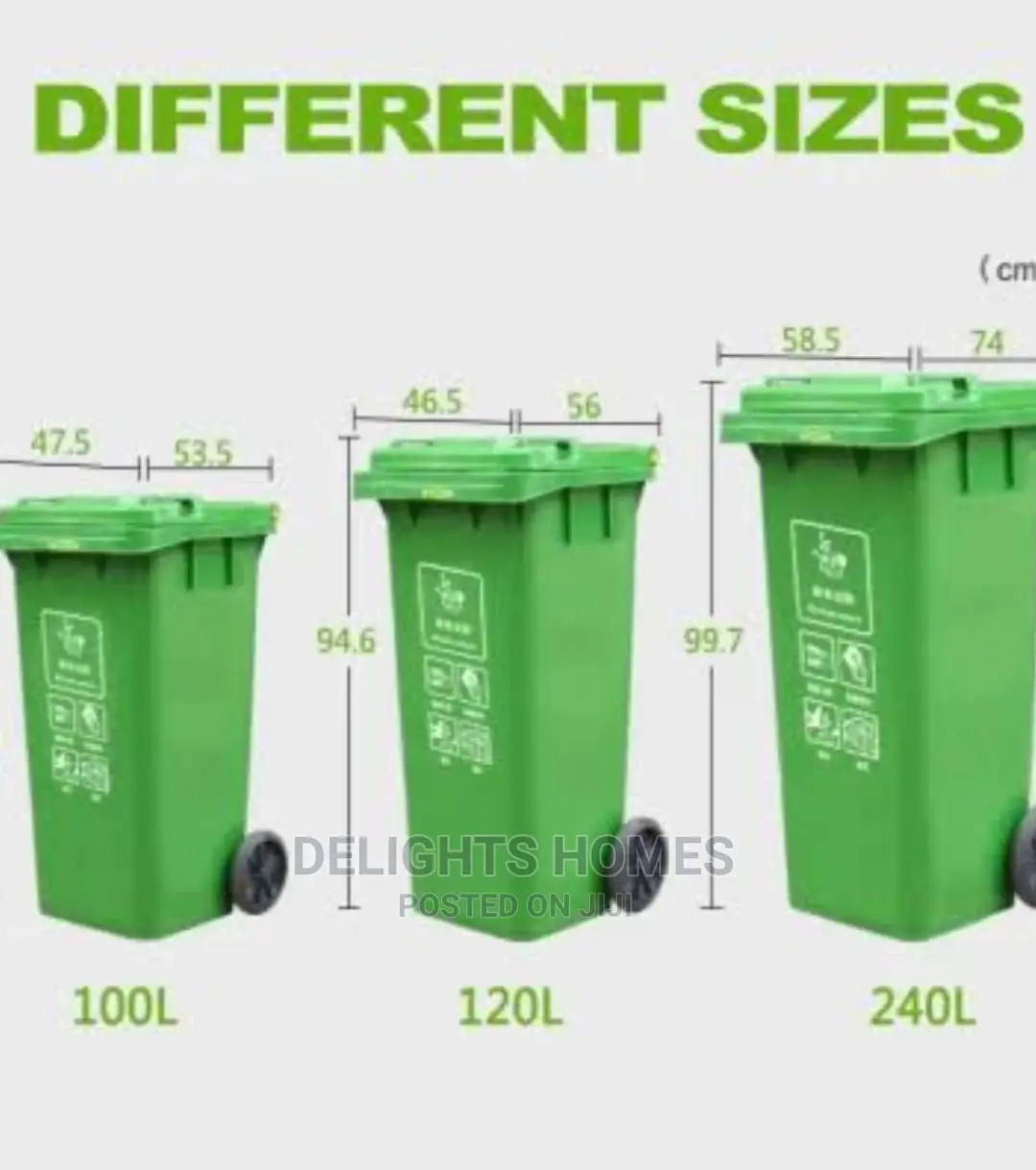 Dustbin With Wheels 90litres