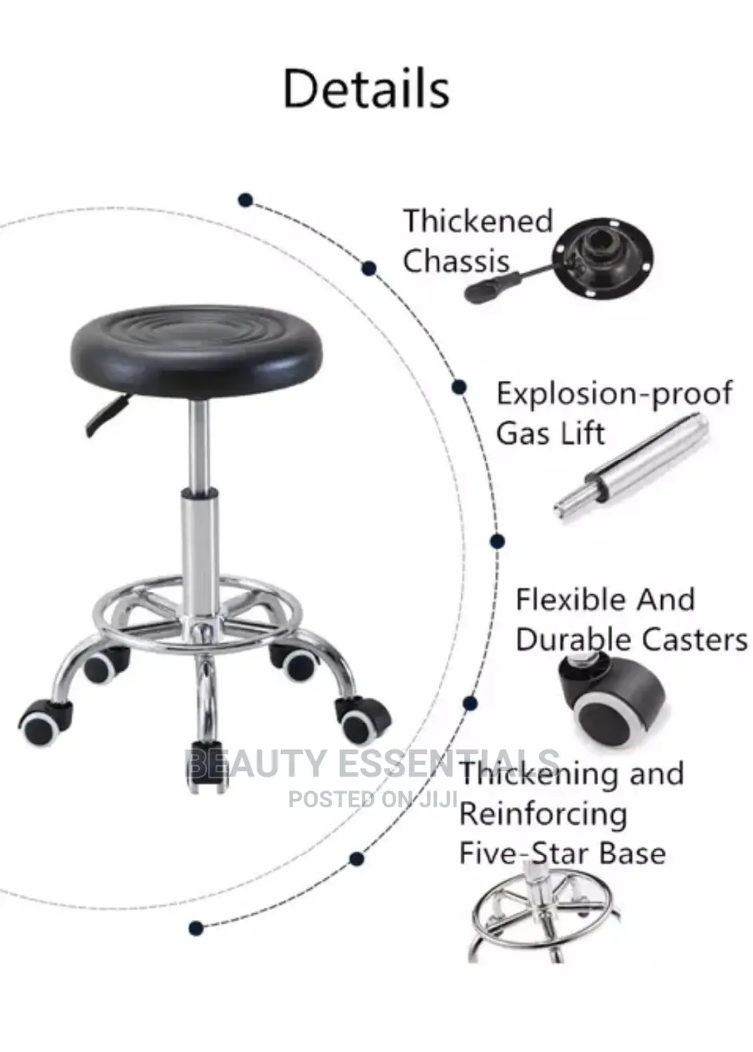 Black Pedicure Round Stool