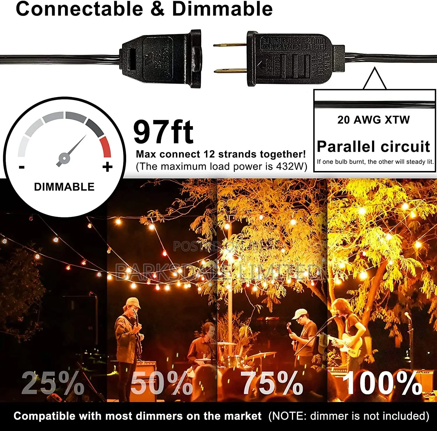 Christmas Xmas LED Bulbs 48ft Outdoor Diamond Garden Lights