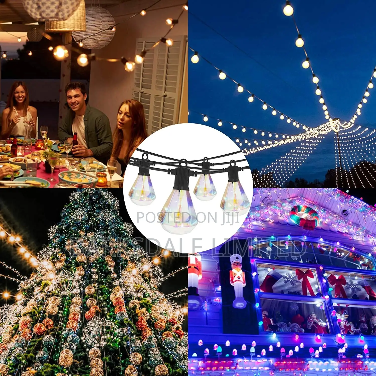 Christmas Xmas LED Bulbs 48ft Outdoor Diamond Garden Lights