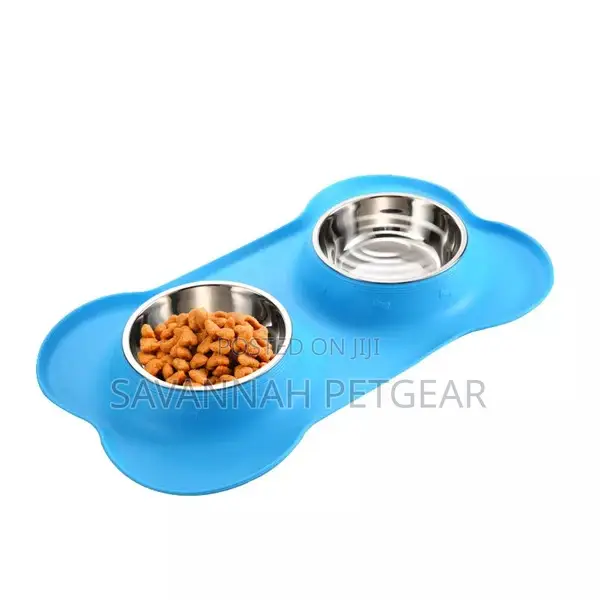 Pet-Icon Double Stainless Steel Pet Bowl With Silicone Mat