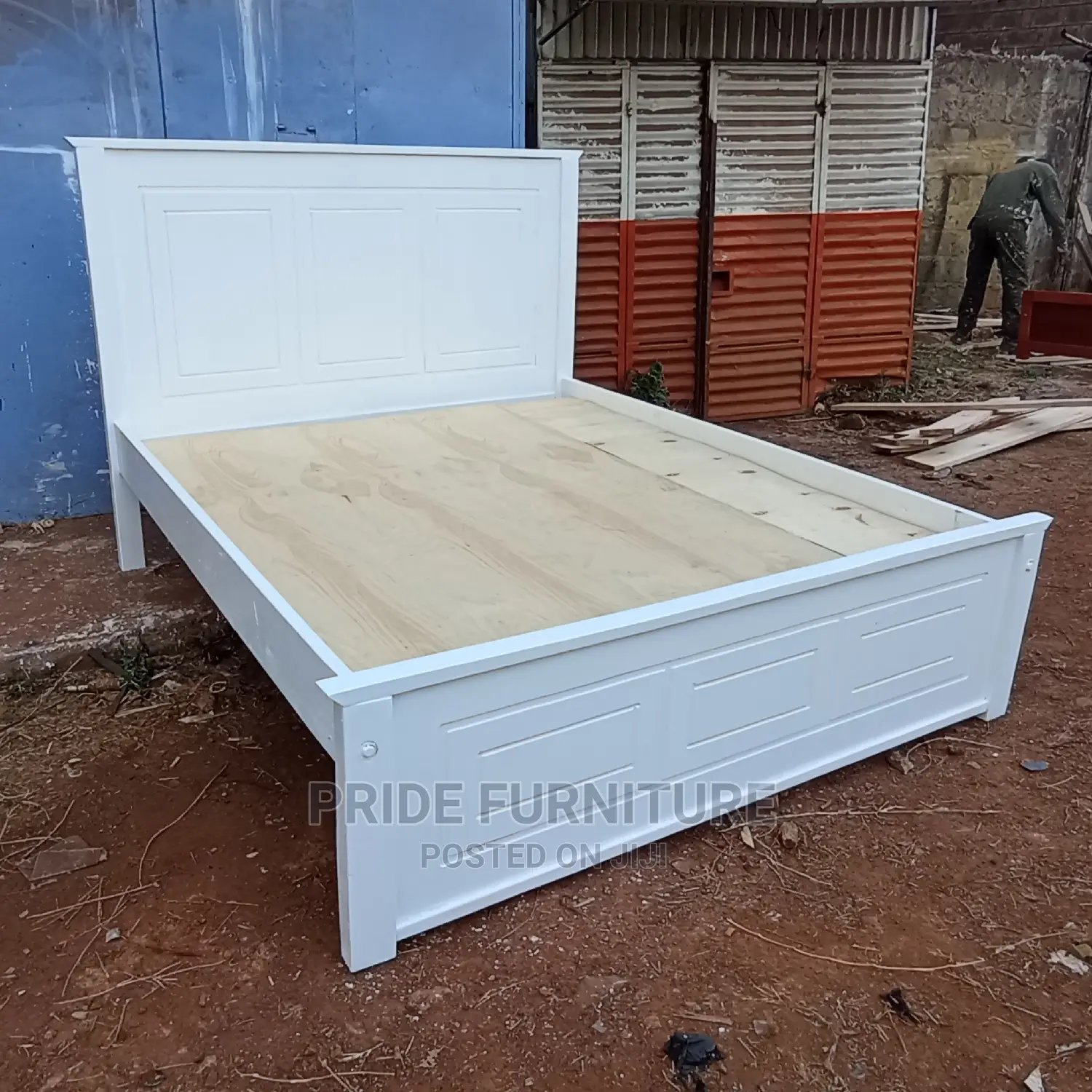 White Wooden Bed 5*6