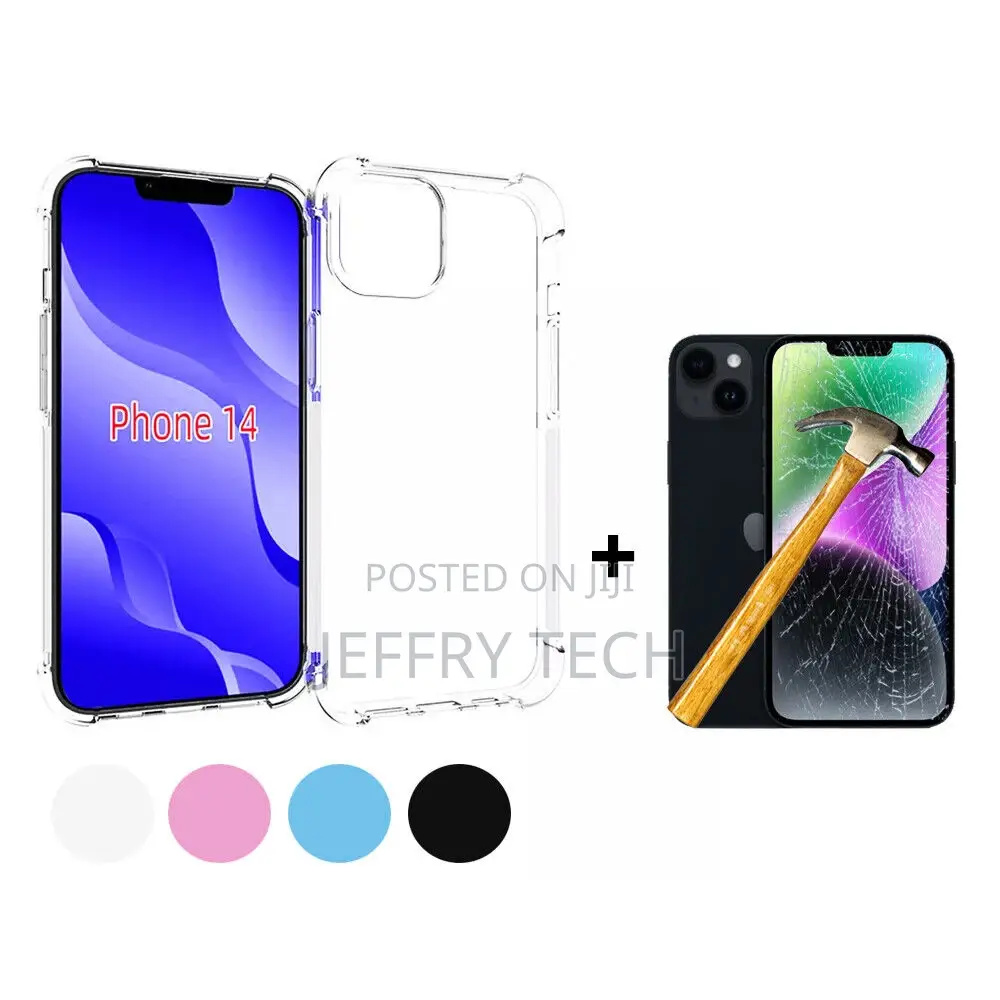 iPhone 14 Anti-Shock Silicone TPU Gel Case + Tempered Glass