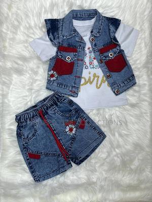 Unique Kids Denim Half Coat,T-Shirt, and Short - thumbnail 2