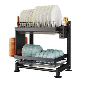 Adjustable Height Dish Drying Rack With Drainboard - 2tier - main view