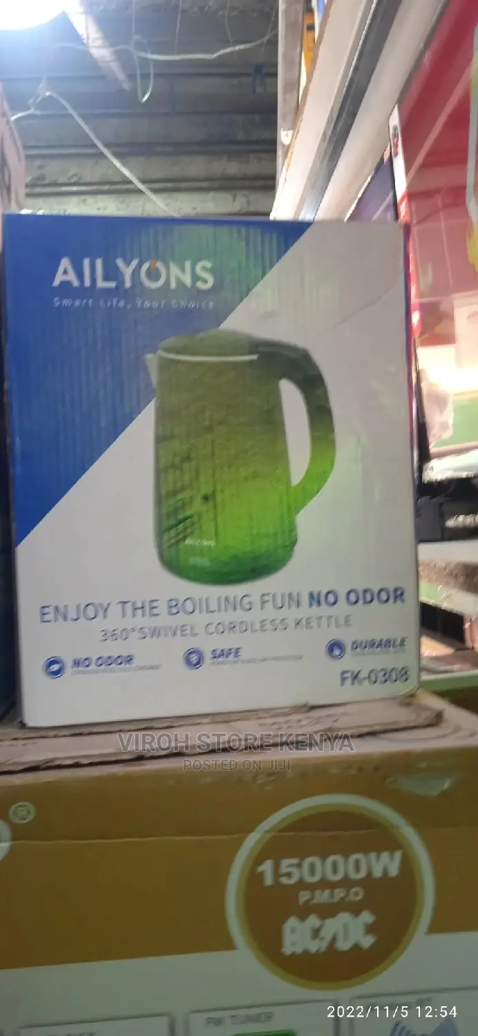 AILYONS FK-0308 Stainless Steel 2.2L Electric Kettle- Black