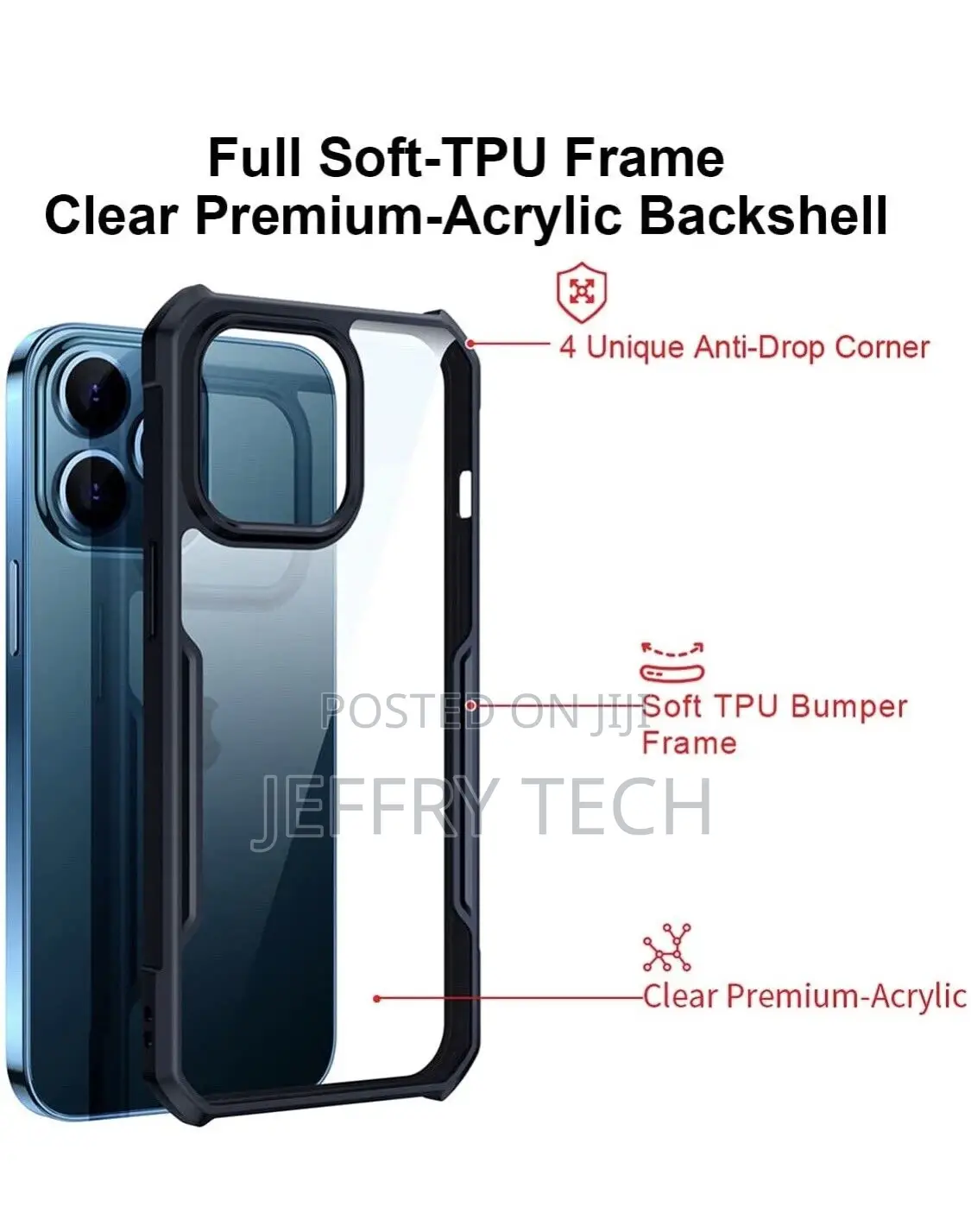 Xundd Case for iPhone 13 Pro Max Slim Clear Back Shockproof