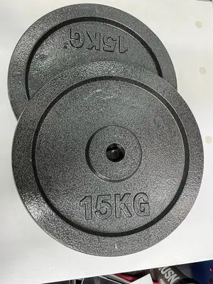 15kg Gym Weights Pair Standard Cast Iron Heavy Duty