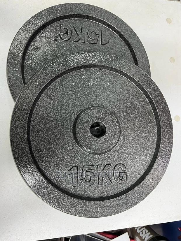 15kg Gym Weights Pair Standard Cast Iron Heavy Duty