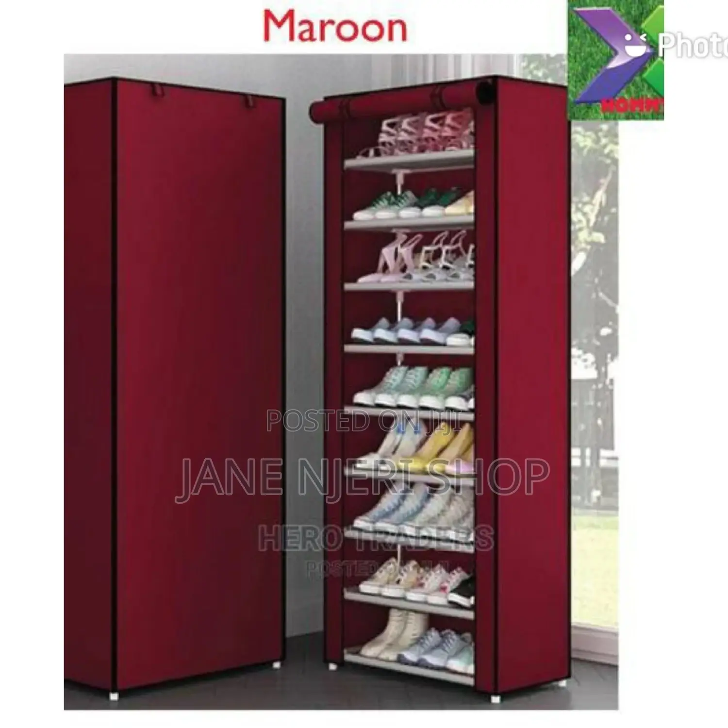 Maroon Shoe Rack