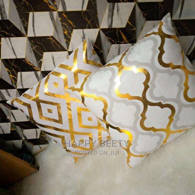 Whote and Gold Themed Throw Pillows
