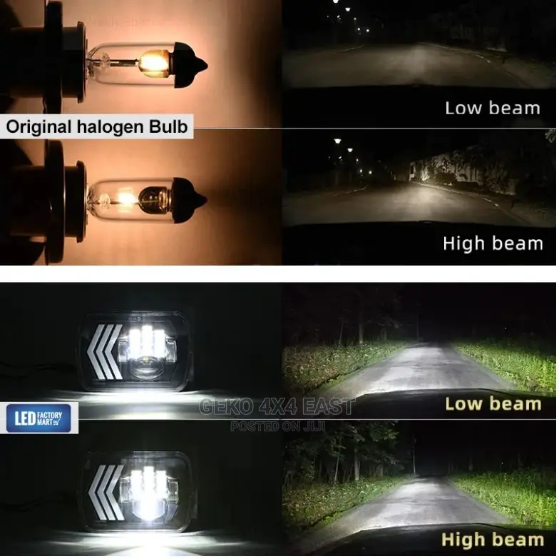 5x7 INCH LED Headlights, JEEP, HILUX (Old Shape)