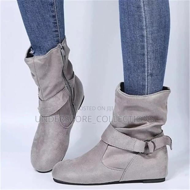 Ladies Classy Flat Ankle Boot Shoe - main view