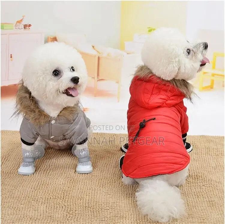 Cold Weather Furry Hooded Dog Jacket