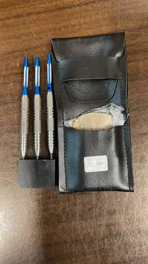 A Set of Tungsten Darts Carnival With Wallet Blue and Silver