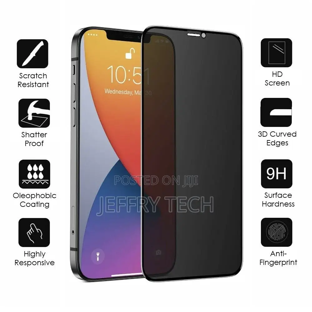 iPhone 12 / 12 Pro (6.1") 9H Anti-Spy Privacy Tempered Glass