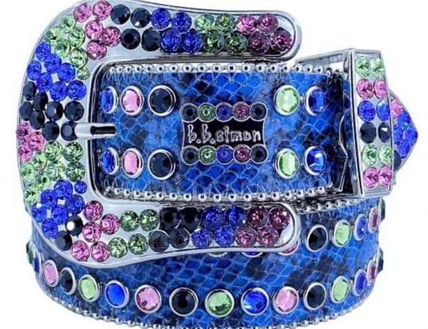 Legit Iced BB Simon Lavasan Silver Leather Belt - main view