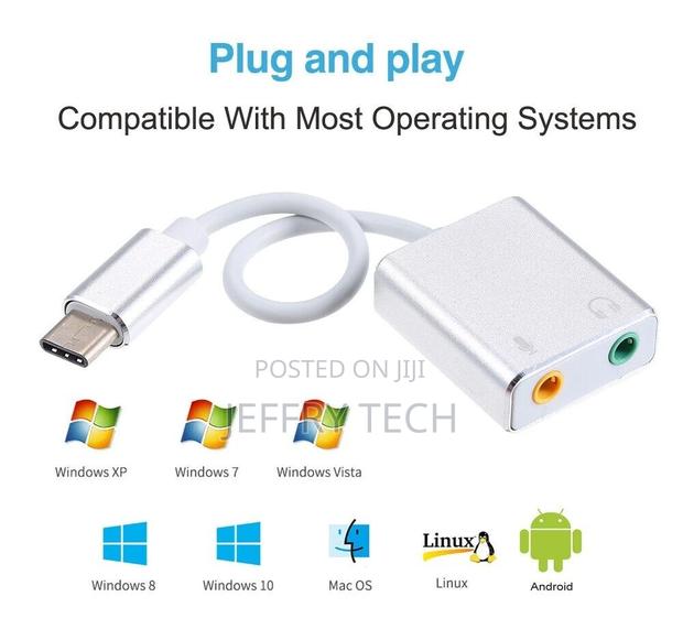 USB Type-C Sound Card to 3.5mm Audio Headphone Jack Adapter - main view