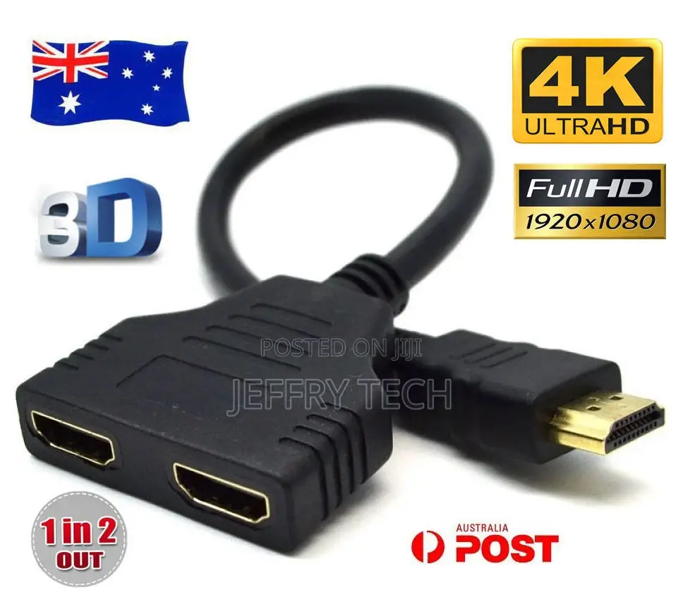 HDMI Male to Dual HDMI Female Y Splitter Cable Adapter for H