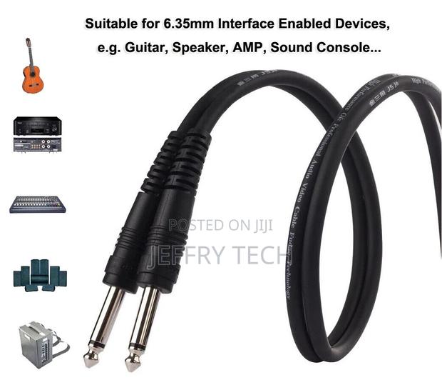 6.35mm 6.5mm 0.25" Mono Audio Plug Adapter Cable M/M Guitar - thumbnail 2