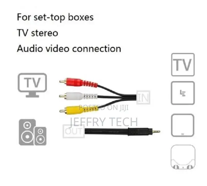3.5mm Stereo AUX to 3 RCA 3RCA AV Audio Video DVD HDTV HD Ca