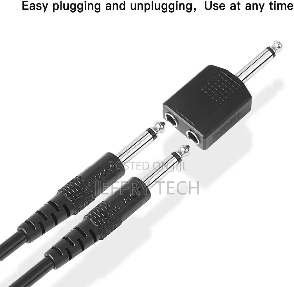6.35mm 1/4" Male to Dual Female Mono Audio Splitter Connecto