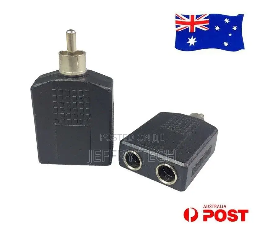 Dual 6.35mm Female to Single RCA Male Audio Plug Splitter He