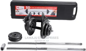 50kg Cast Iron Barbell and Dumbbell Set