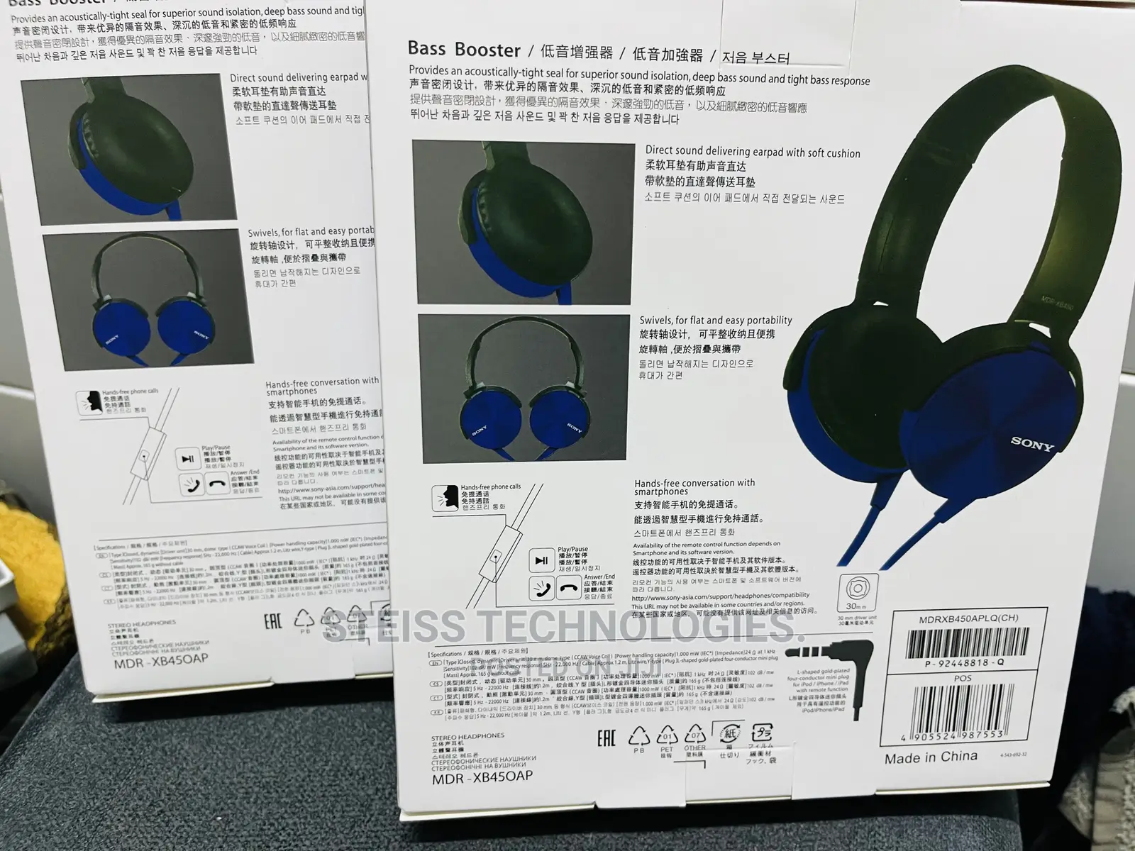 Sony Blue Wired Headphones.
