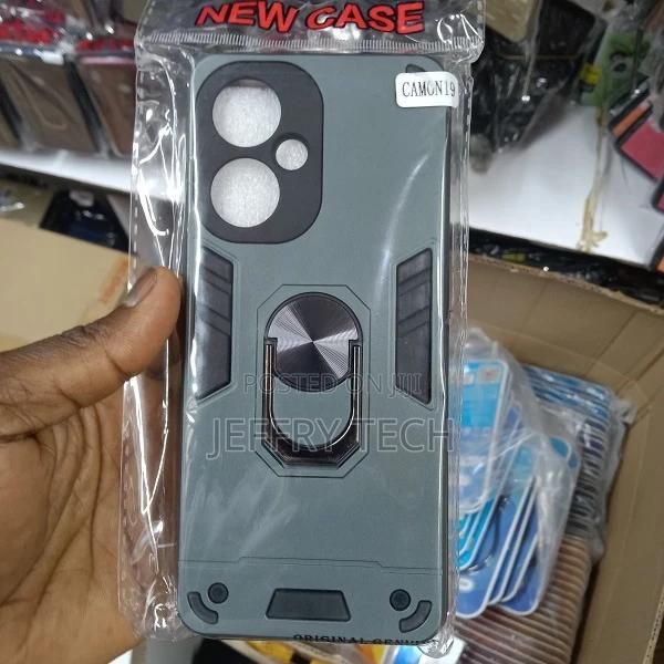 Tecno Camon 19 Case Black Classic Finger Ring 360 Degree - main view