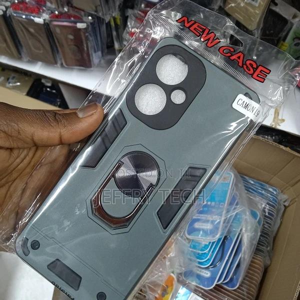 Tecno Camon 19 Case Black Classic Finger Ring 360 Degree - thumbnail 2