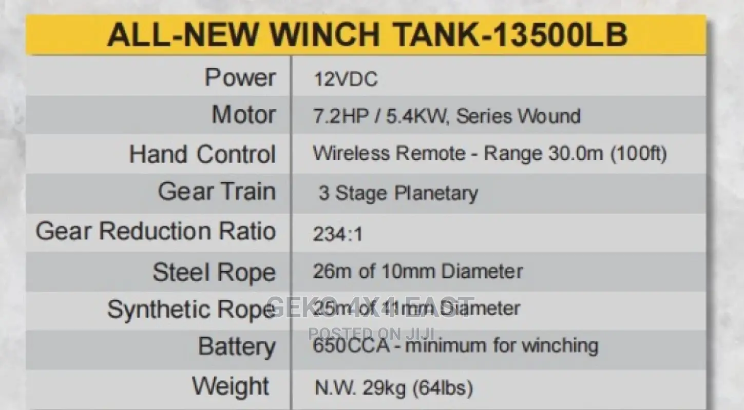 13500lbs 12vdc,Synthetic Rope, Electric Winch, Waterproof