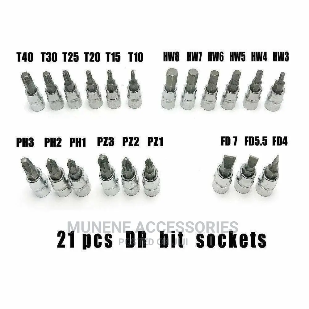 46pc 1⁄4" 1/4inch Ratchet Socket Set With Allen Key Hex Head