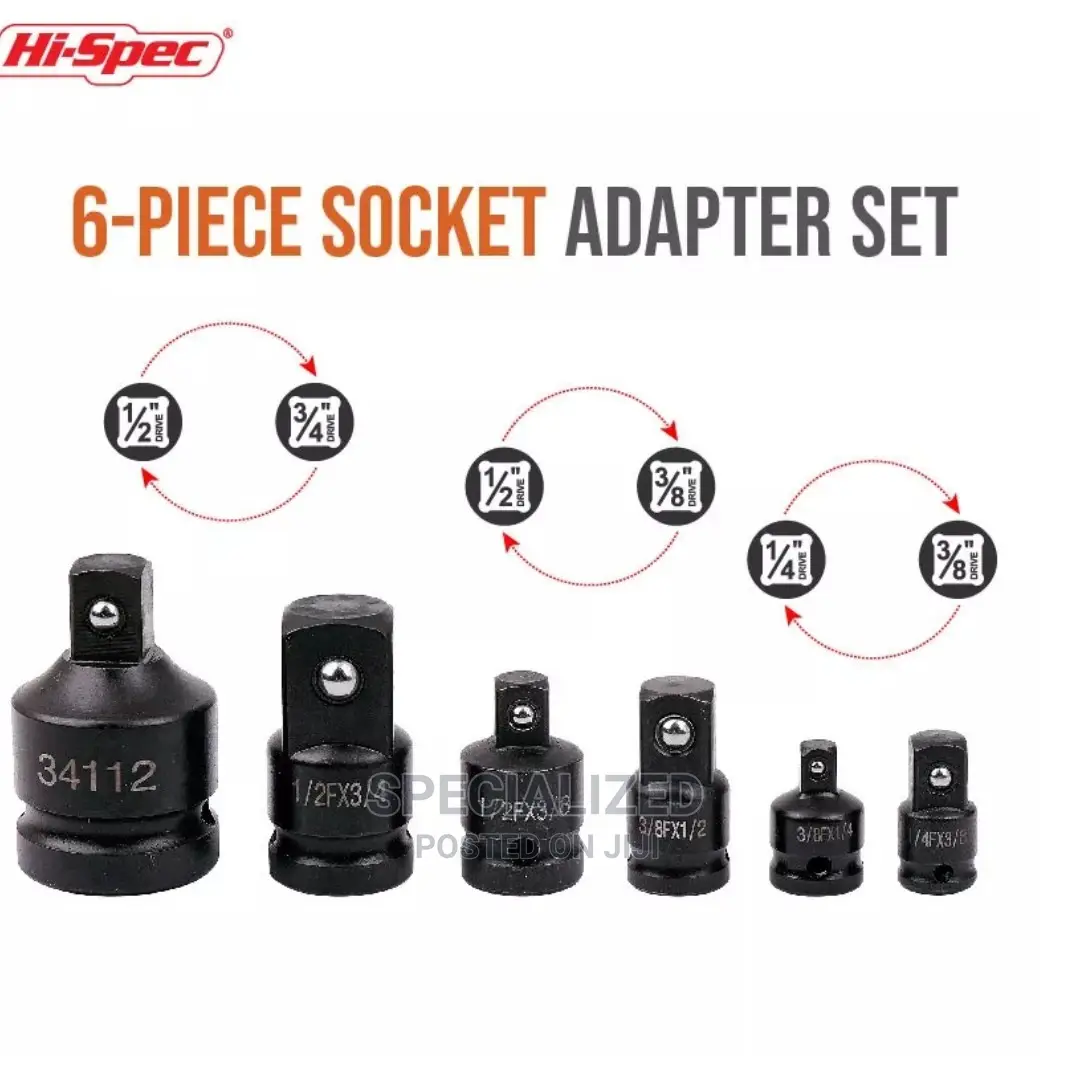 6 Piece Socket Adapter Toolset for Ratchets and Wrenches