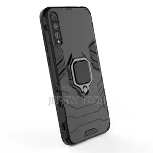 Case for Huawei Y8p Silicone PC Metal Ring Holder Cover - Bl