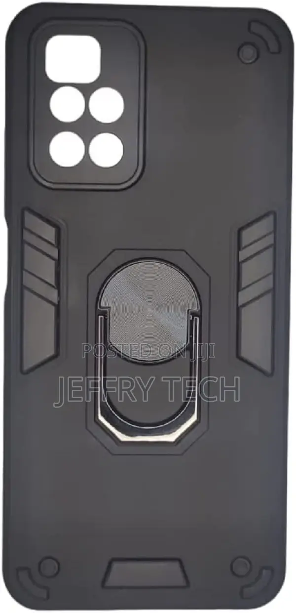 Hard Back Cover With Metal Ring for Redmi 10 2021 - Black