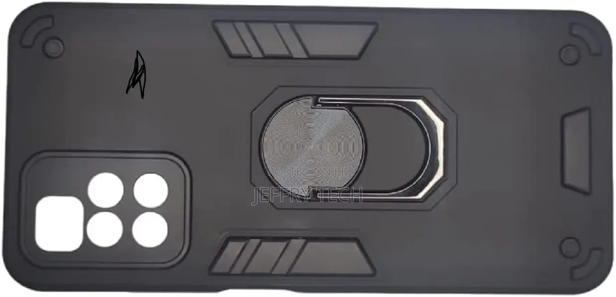 Hard Back Cover With Metal Ring for Redmi 10 2021 - Black