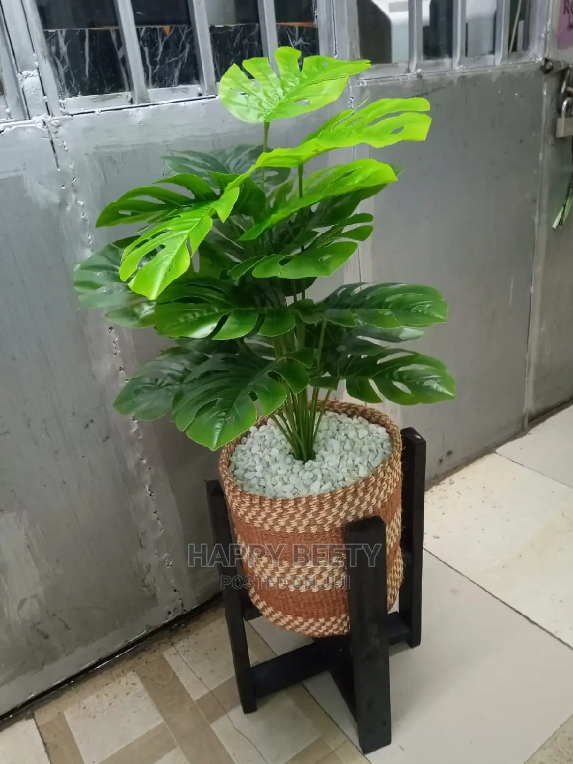 Artificial Plants With Basket and Stand