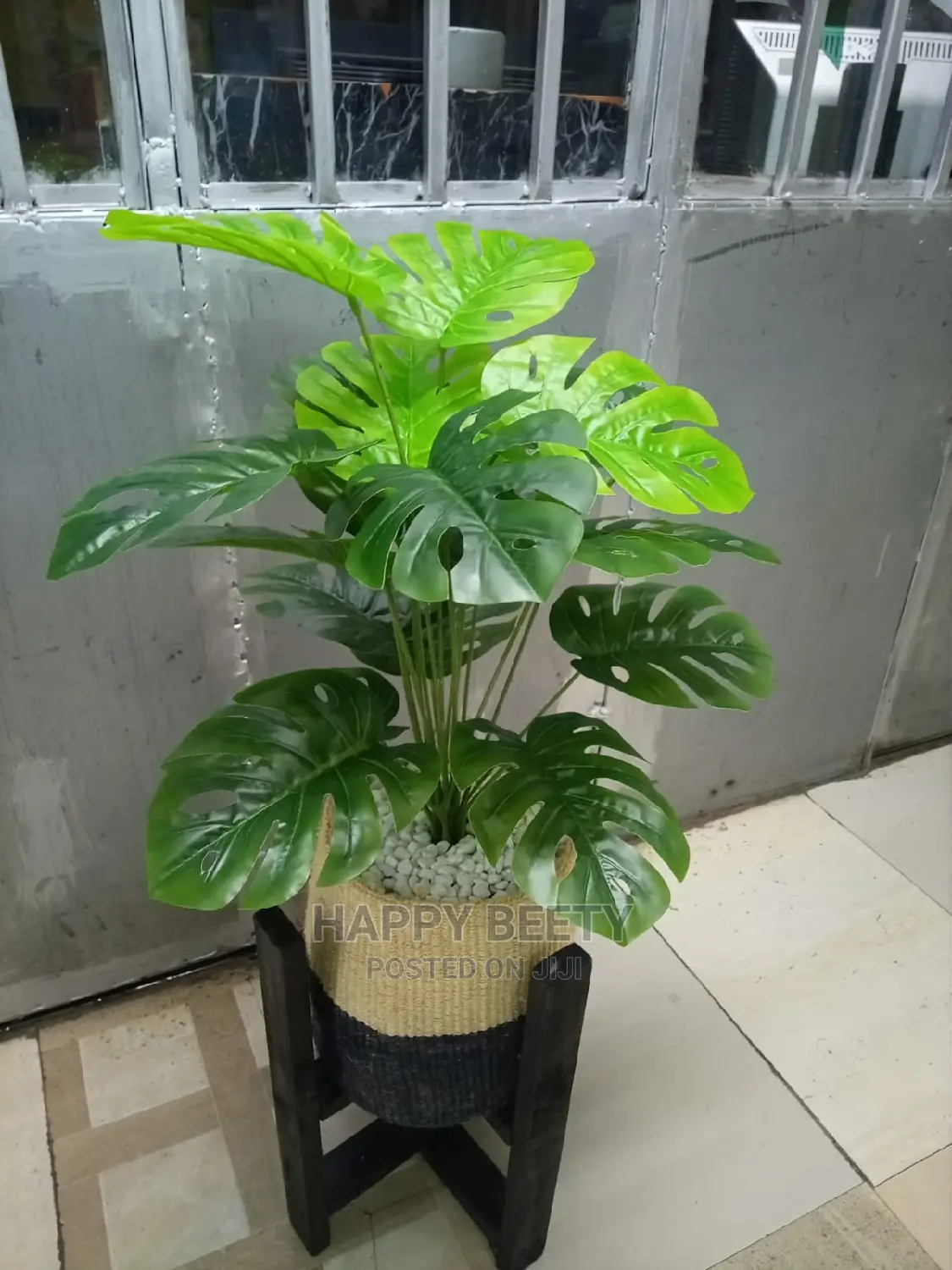 Artificial Plants With Kyondo and Plant Stand