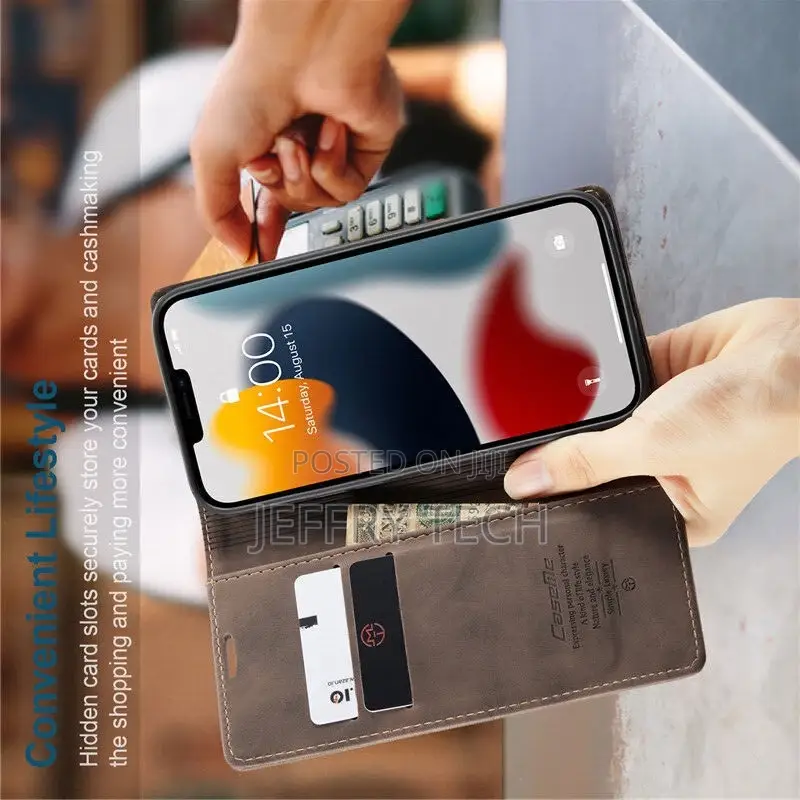 For iPhone 14 Pro Phone Case , Magnetic Leather Flip Wallet