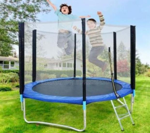 Round Trampoline With Safety Enclosure And Ladder - main view
