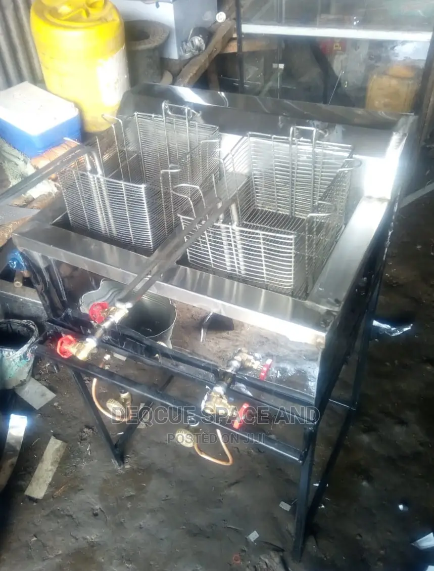 Double 20L Commercial Gas Deep Fryers in Nairobi Central Restaurant