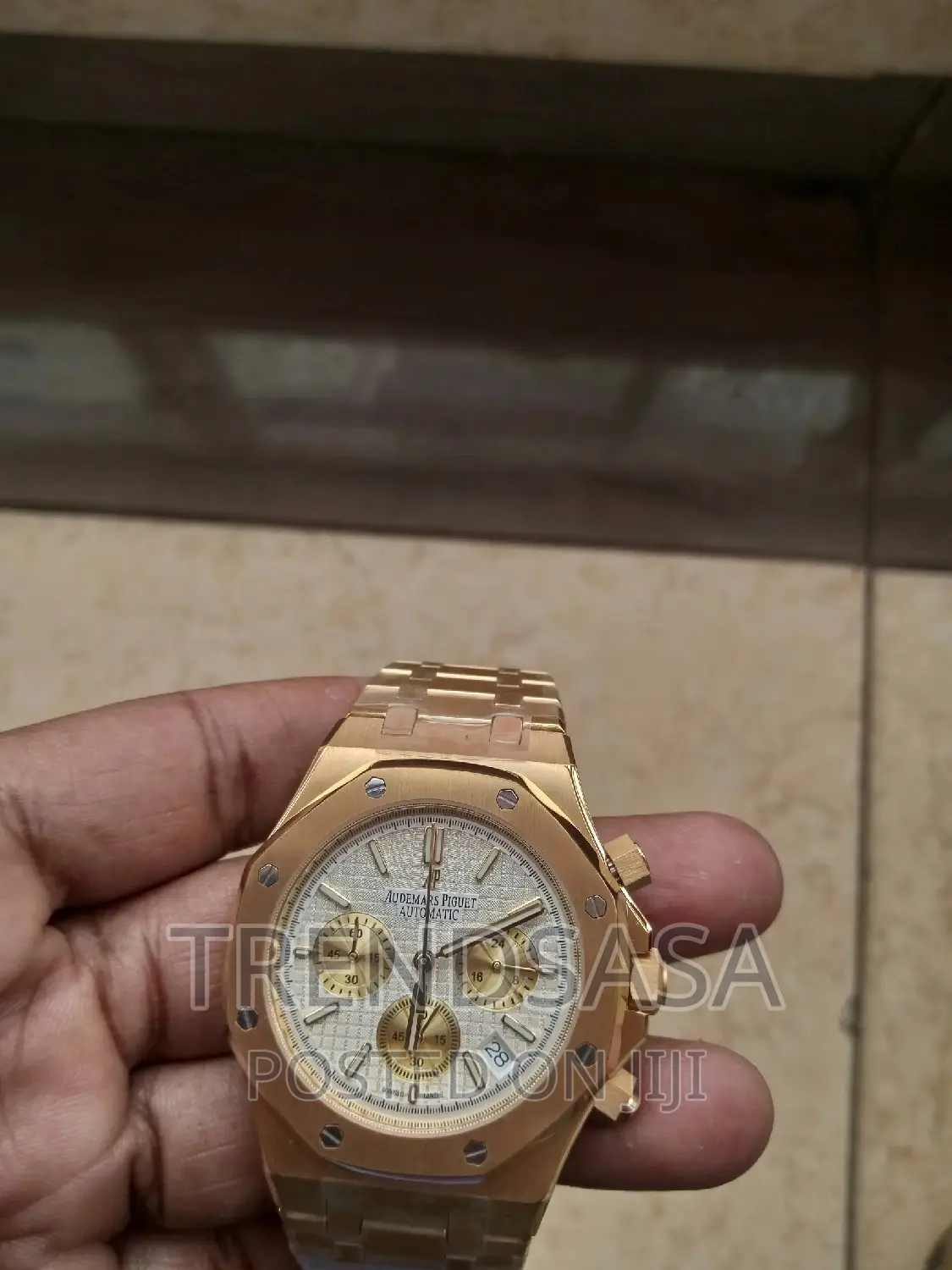 Audemars Piguet Chronograph Watch White Dial Yellow Gold