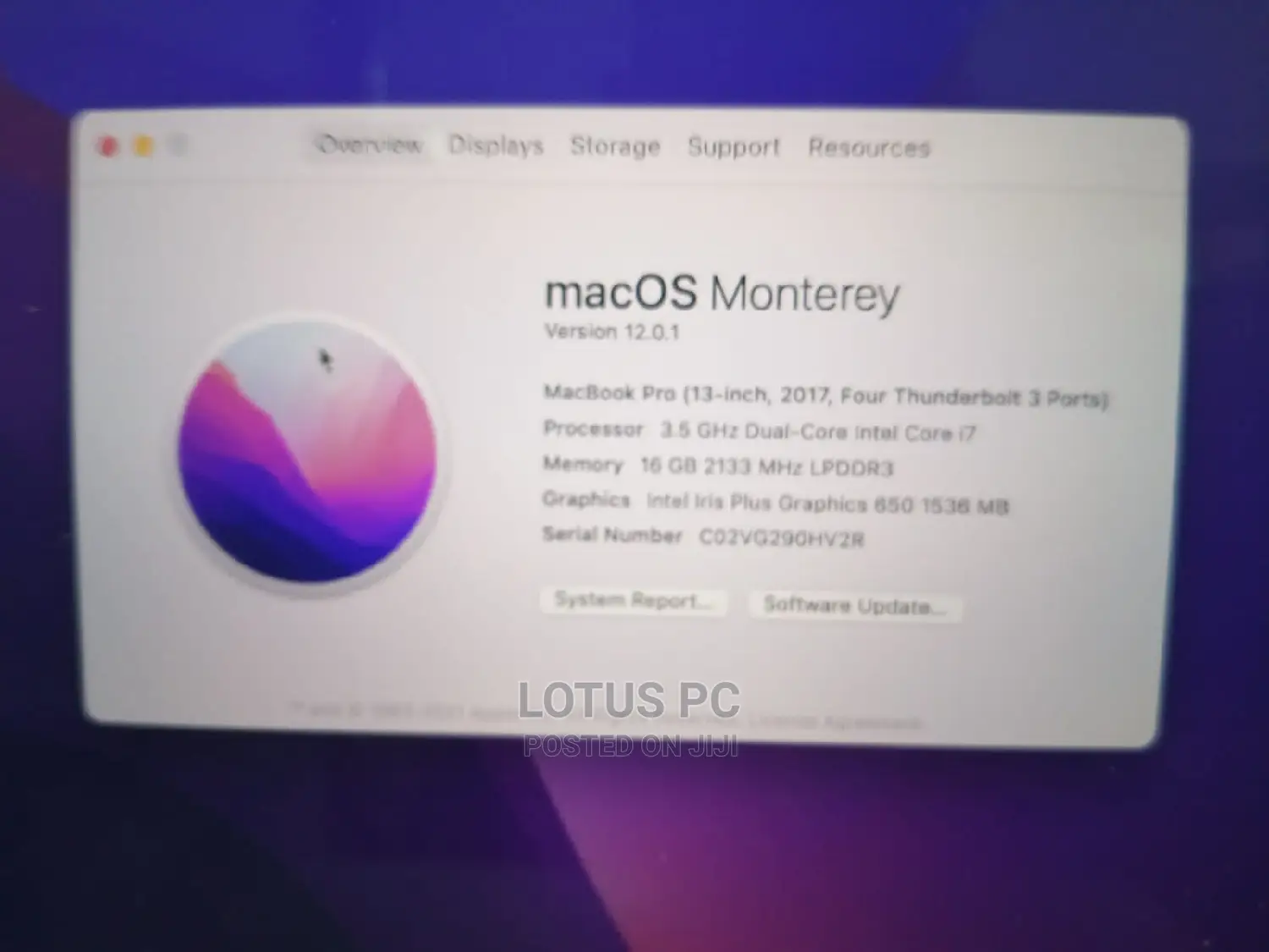 Laptop Apple MacBook Pro 2017 16GB Intel Core I7 SSD 512GB