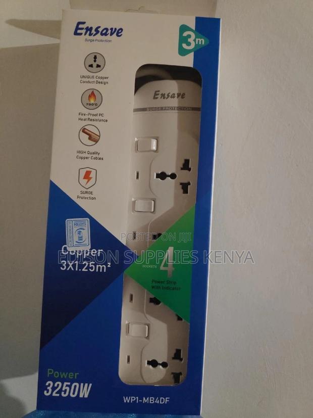 Ensave Extension Cable 4 Way With Surge Protect Multiplug