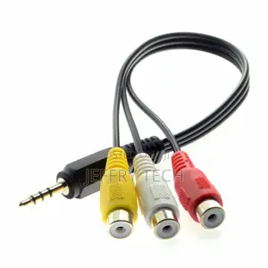 3.5mm 1/8" Male Stereo Car AUX to 3 RCA AV Female Cord Audio
