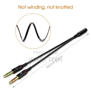 3.5mm Female to 2 Male Gold Plated Headphone Mic Audio Y Sp